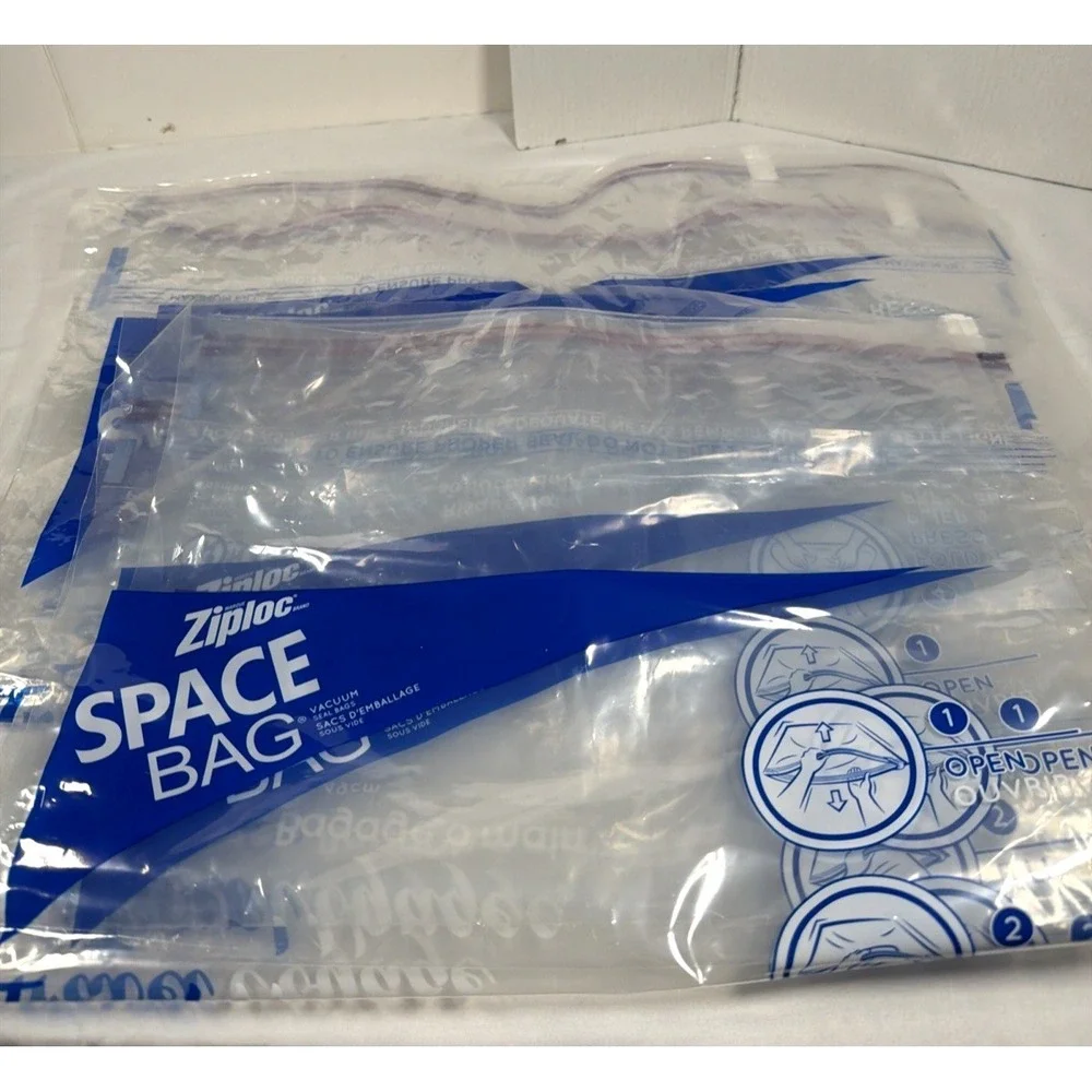 Ziploc Space Bags Travel Vacuum Storage 5 Pc Set Carry On & Suitcase Sizes